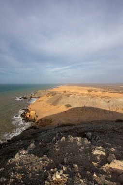 Cabo de la vela 'da panoramik şeker direği. Guajira, Kolombiya. 