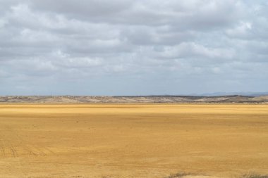 Güneşli bir günde panoramik manzara, Cabo de la Vela plajı. Guajira, Kolombiya.