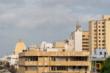 Riohacha, Guajira, Kolombiya. 4 Mart 2020: Şehir ve binalar panoramik.