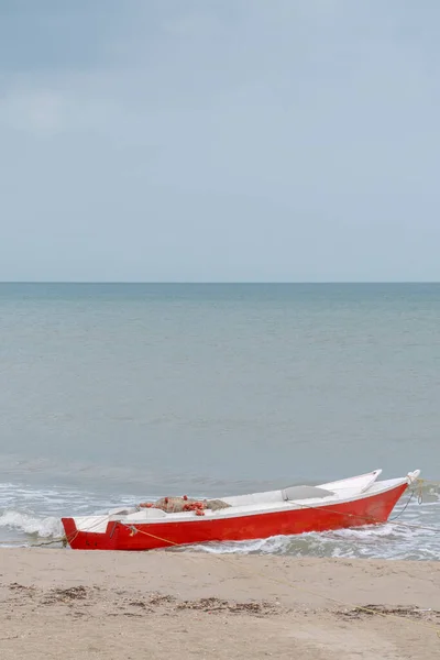 Coloridos Barcos Orilla Playa Malecón Riohacha Guajira Colombia — Foto de Stock