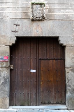 Segovia, Espaa. 28 Nisan 2022: Segovia 'da sgraffito tekniği ile mimarlık ve cephe.