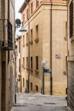 Segovia, Espaa. 28 Nisan 2022: Segovia 'da sgraffito tekniği ile mimarlık ve cephe.