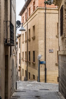 Segovia, Espaa. 28 Nisan 2022: Segovia 'da sgraffito tekniği ile mimarlık ve cephe.