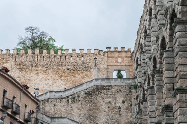 Segovia, Espaa. April 28, 2022: Famous Segovia walls and architecture view.