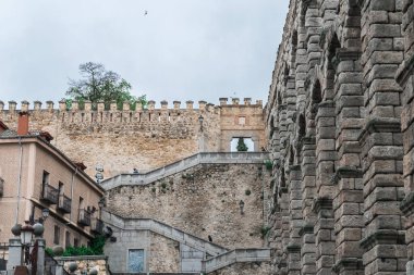 Segovia, Espaa. April 28, 2022: Famous Segovia walls and architecture view.