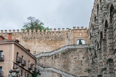 Segovia, Espaa. April 28, 2022: Famous Segovia walls and architecture view.