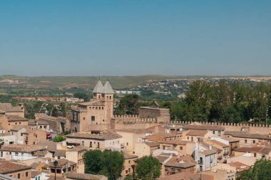 Segovia, Espaa. April 29, 2022: Walls of Toledo and alpha tower with urban landscape.