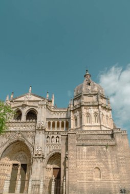 Toledo, Espaa. April 29, 2022: Santa Iglesia Catedral Primada de Toledo with beautiful blue sky.