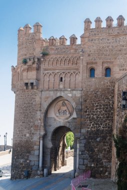 Toledo, Espaa. April 29, 2022: Puerta del sol with beautiful blue sky.