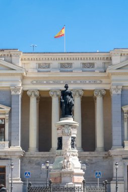 Madrid, Spain. April 6, 2022: Prado National Museum with blue sky.