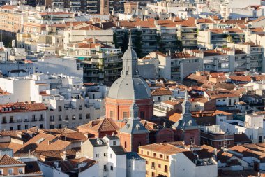 Madrid, Spain. April 6, 2022: Panoramic city landscape with beautiful blue sky.