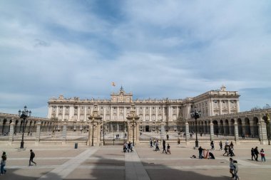 Madrid, Spain. April 6, 2022: Royal palace and its architecture with monuments.