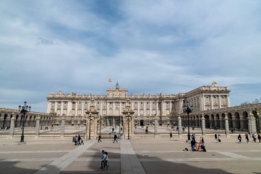 Madrid, Spain. April 6, 2022: Royal palace and its architecture with monuments.