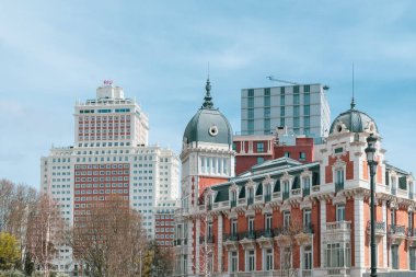 Madrid, Spain. April 6, 2022: Spain square with don quixote and sancho panza monument