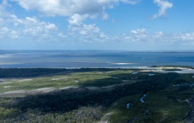 Nature landscape with ocean view and blue sky in Queensland, Australia.