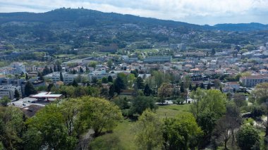 Madrid, Spain. April 17, 2022: Panoramic landscape of Guimares with beautiful blue sky. Portugal.