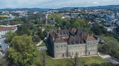 Madrid, Spain. April 17, 2022: Panoramic landscape of Guimares with beautiful blue sky. Portugal.