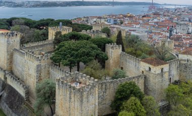 Madrid, Spain. April 9, 2022: Aerial view of the castle of Saint George.
