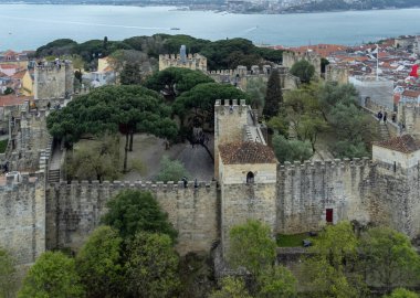 Madrid, Spain. April 9, 2022: Aerial view of the castle of Saint George.