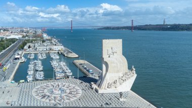 Lisbon, Portugal. April 11, 2022: Natural landscape with blue sky and view of the Tagus River.