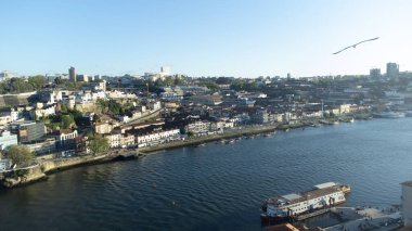 Aerial view with beautiful landscape and the Douro river. Oporto, Portugal. 