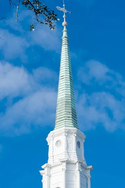 Savannah, Georgia, United States. December 2, 2022: The Savannah Independent Presbyterian Church with beautiful blue sky.