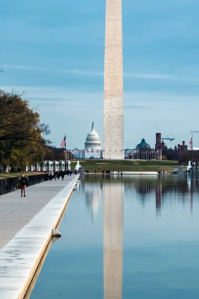 Washington United States November 2022 Washington Monument Blue Sky Reflection — Stock Photo, Image