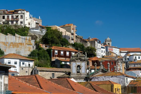 Porto Portugal Abril 2022 Bairro Alfandega Frente Casas Duero Com — Fotografia de Stock