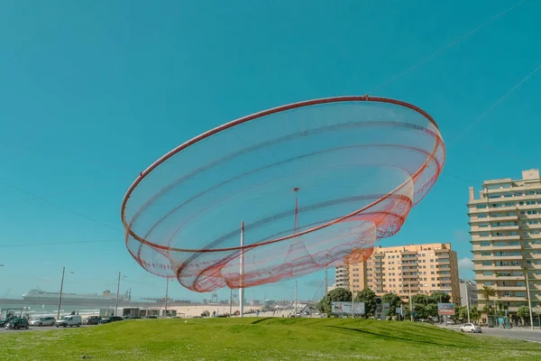ポルトガルのオポルト 2022年 昭和7年 4月136日 青空の美しいアネモネ彫刻漁網 — ストック写真