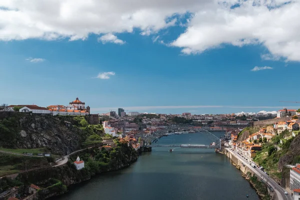 Panoramiczny Krajobraz Porto Mostem Luis Rzeką Douro Oporto Portugalia — Zdjęcie stockowe
