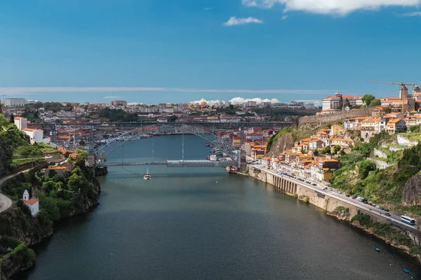 Panoramatická Krajina Porta Mostem Luis Řekou Douro Porto Portugalsko — Stock fotografie