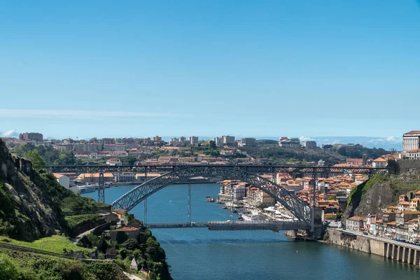 Панорамный Пейзаж Порту Мостом Луиса Рекой Дору Опорту Португалия — стоковое фото