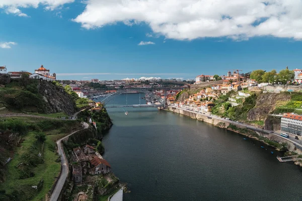 Panoramiczny Krajobraz Porto Mostem Luis Rzeką Douro Oporto Portugalia — Zdjęcie stockowe