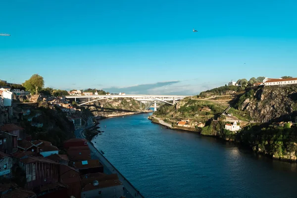 Infante Most Douro Panoramiczny Widok Rzekę Oporto Portugalia — Zdjęcie stockowe