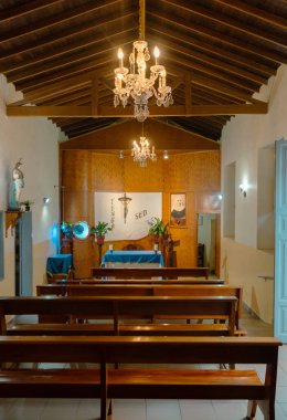 Jerico, Antioquia, Kolombiya. 3 Mart 2023 Kutsal Laura Ana 'nın doğum evi ve iç mekanı..