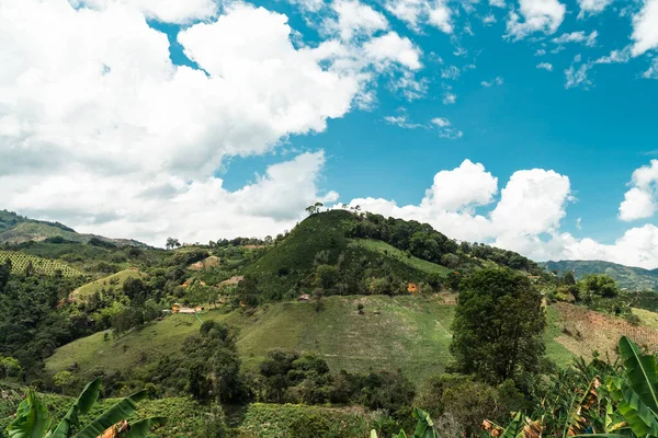 Природный Сельский Пейзаж Джерико Антиокия Горами Голубым Небом Колумбия — стоковое фото
