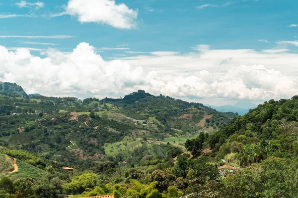 Природный Сельский Пейзаж Джерико Антиокия Горами Голубым Небом Колумбия — стоковое фото