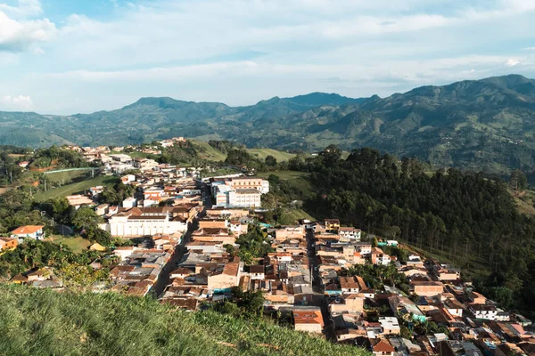 Panoramisch Landschap Van Jericho Met Uitzicht Alle Huizen Jerico Antioquia — Stockfoto