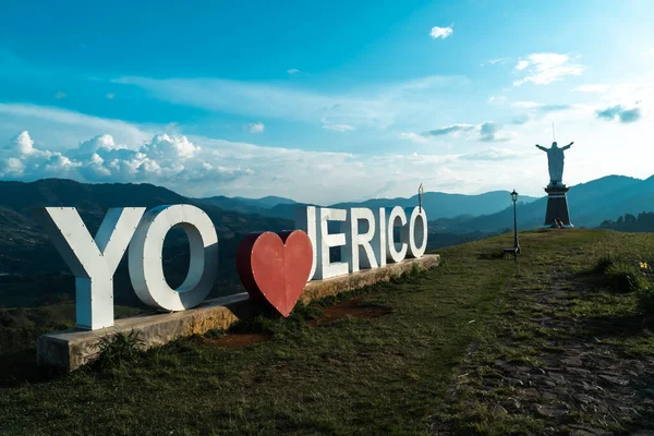 Jerico Antioquia Colombia Marzo 2023 Señal Turística Con Frase Love — Foto de Stock