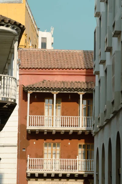 stock image Barranquilla, Atlntico, Colombia. March 3, 2023: Balconies and architecture of the walled city.