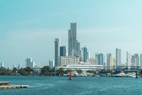 stock image Cartagena, Bolivar, Colombia. March 3, 2023: Panoramic landscape of Bocagrande with the sea.