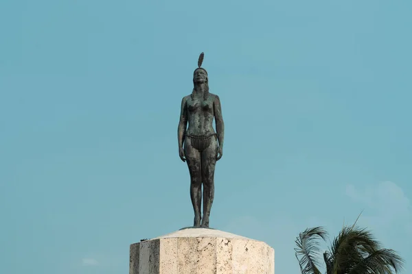 Картахена Боливар Колумбия Марта 2023 Года Памятник Индии Каталине Голубое — стоковое фото