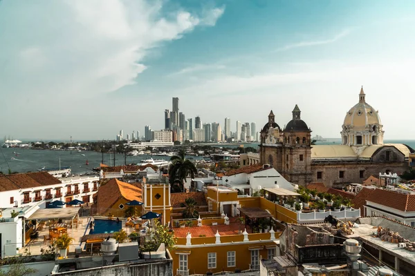 Cartagena Bolívar Colômbia Março 2023 Paisagem Panorâmica Cidade Murada Com — Fotografia de Stock