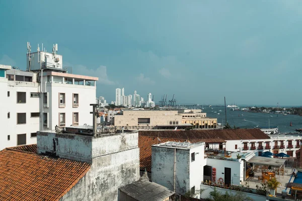 카르테지나 볼리바르 콜롬비아 2023 성벽으로 둘러싸인 도시와 건물들의 파노라마같은 — 스톡 사진