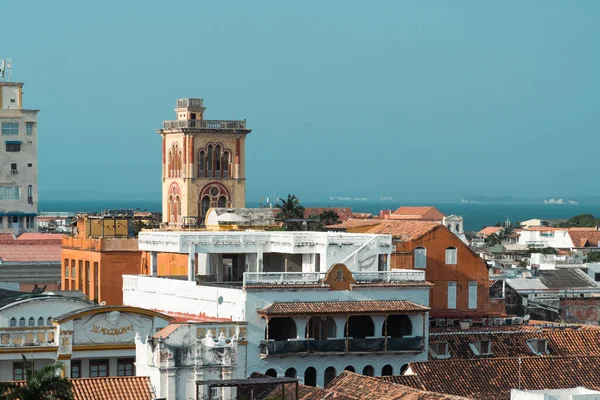 Cartagena Bolivar Kolombiya Mart 2023 Duvarlı Şehir Binalarının Panoramik Manzarası — Stok fotoğraf