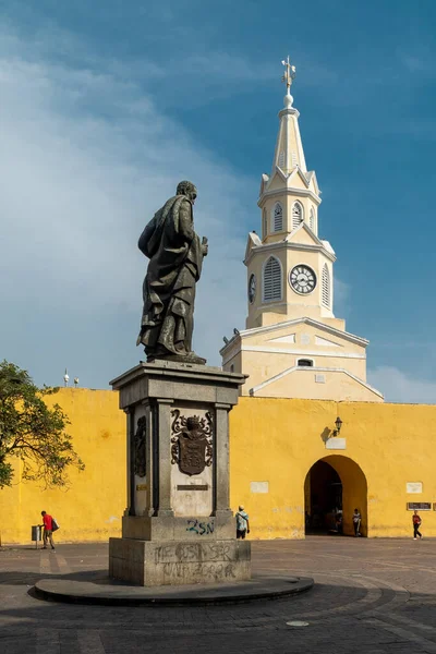 Καρταχένα Μπολιβάρ Κολομβία Μαρτίου 2023 Μνημείο Πύργος Ρολόι Και Μπλε — Φωτογραφία Αρχείου