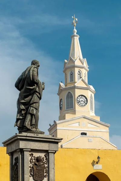 Cartagena Bolivar Colombia Maart 2023 Monument Klokkentoren Blauwe Lucht — Stockfoto