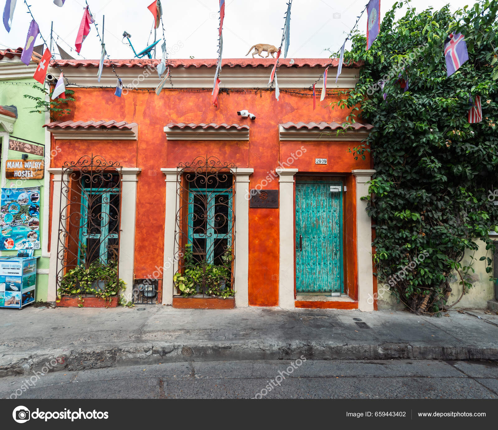 Cartagena Bolivar Colombia March 2023 Architecture Facade Streets 