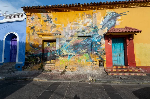 Cartagena Bolívar Colômbia Março 2023 Getsemani Graffiti Rua Com Desenhos — Fotografia de Stock