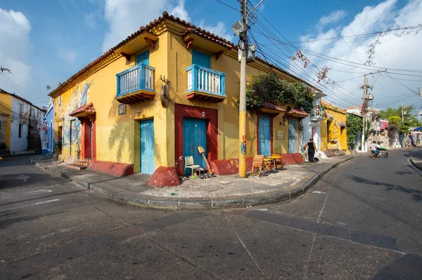 Cartagena Bolívar Colômbia Março 2023 Arquitetura Fachada Nas Ruas Getsêmani — Fotografia de Stock